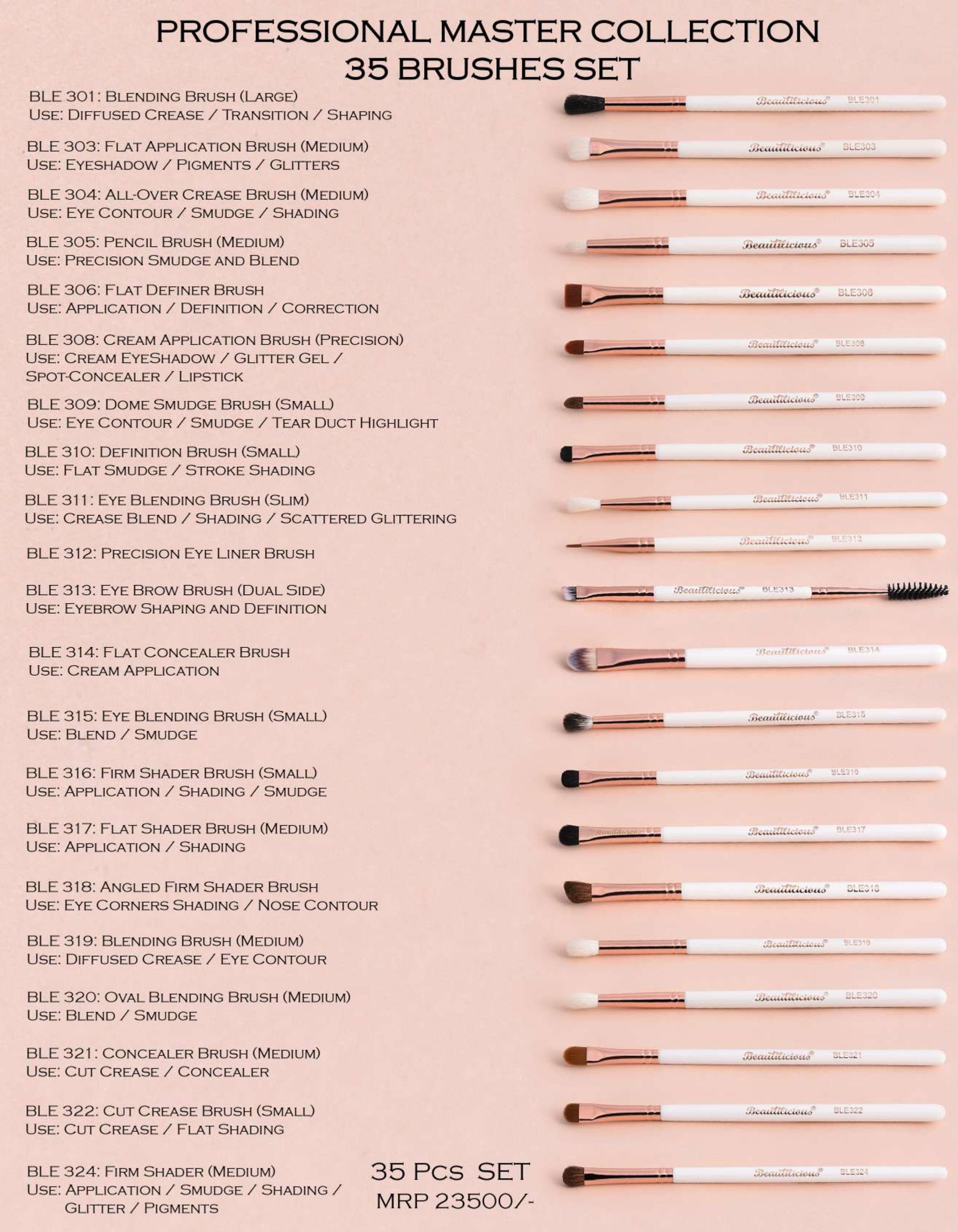 Beautilicious India professional 35-piece brush set