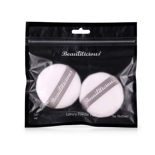 Large Luxury Powder Puff Round White by Beautilicious