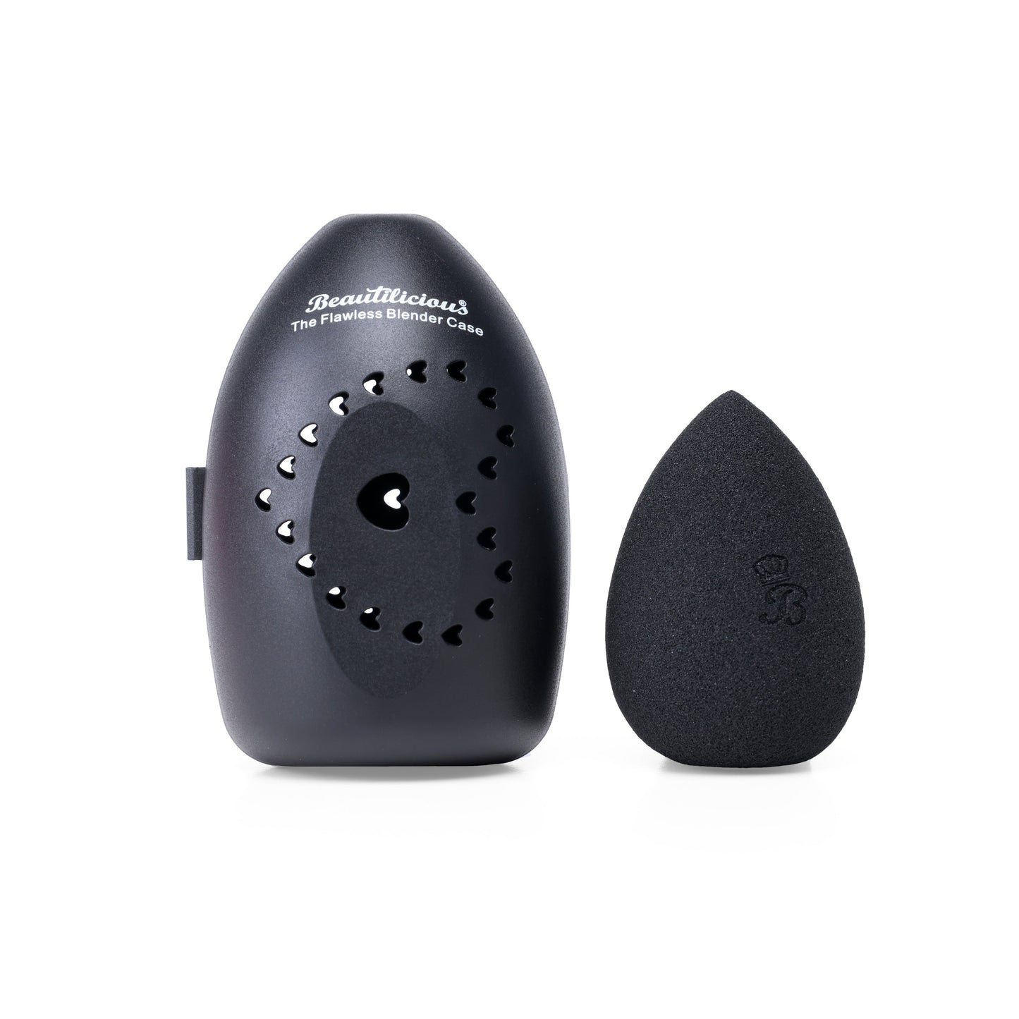 Teardrop-shaped black makeup sponge