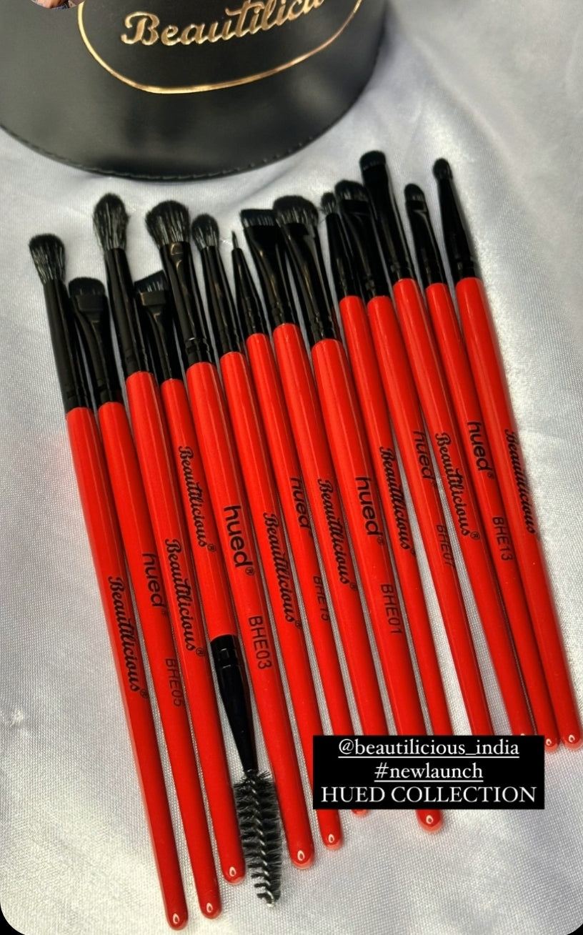 Beautilicious Hued Collection 25 pc brush set, nano-fiber synthetic bristles, includes Onyx Glam folder