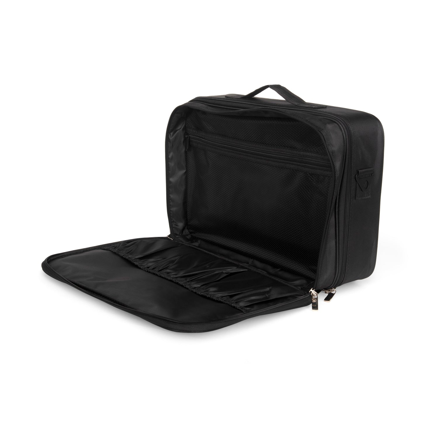 eautilicious luxury black laptop vanity bag with organized storage space