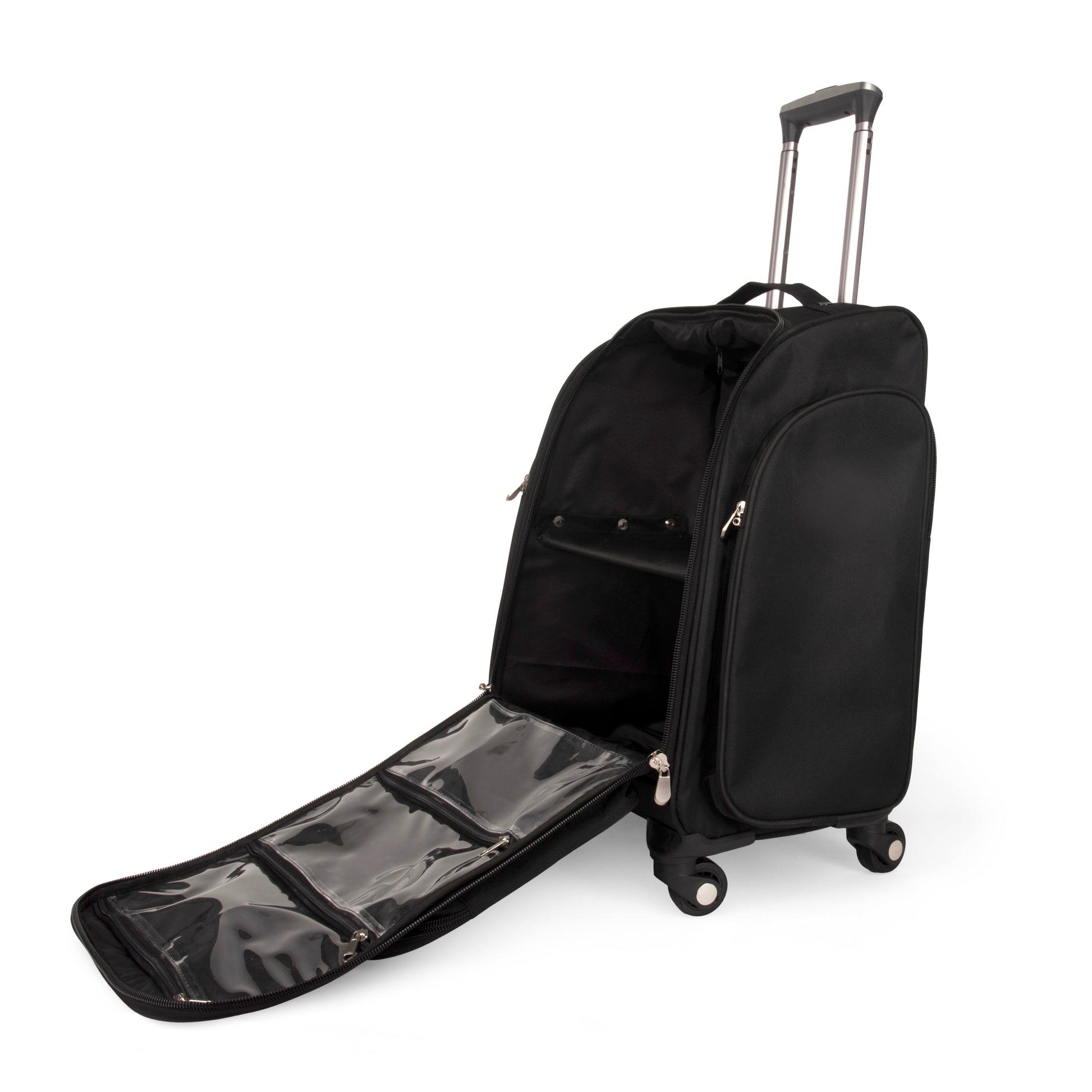 Beautilicious durable black makeup vanity trolly bag for travel use